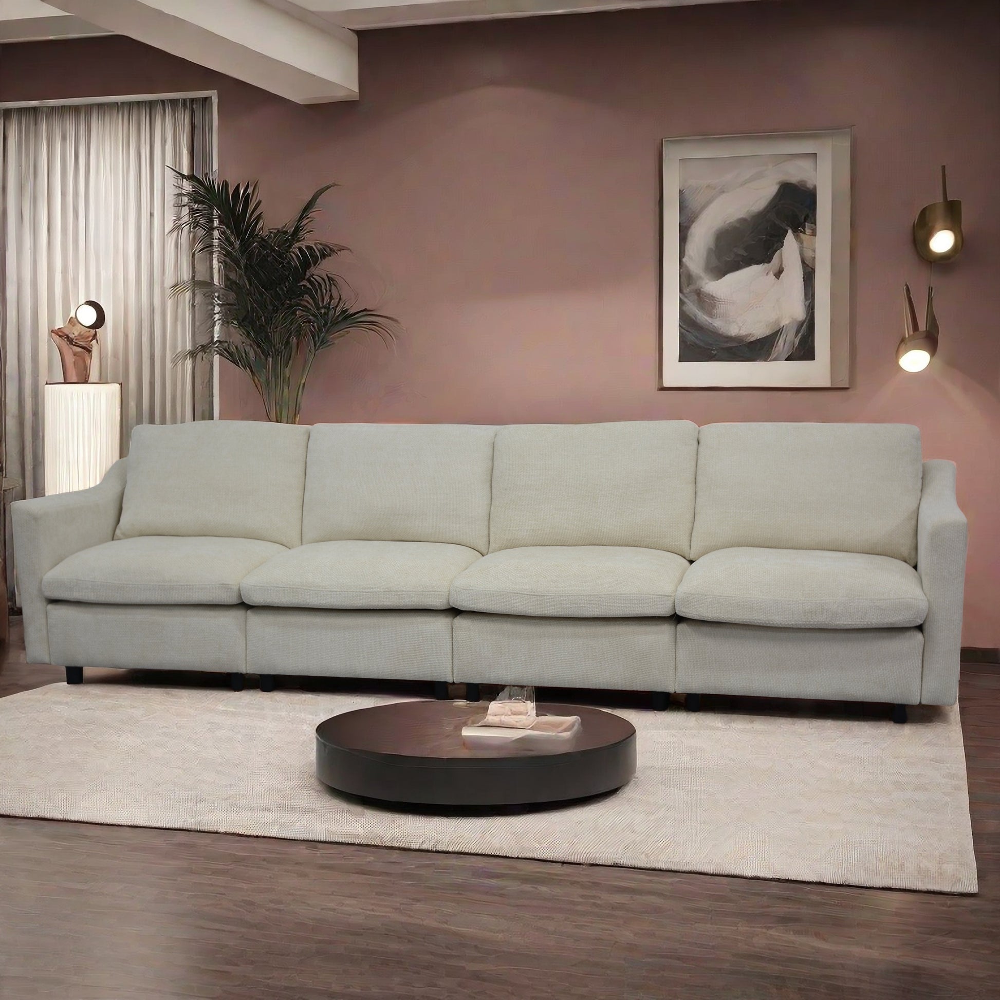 Cream fabric sectional sofa with clean lines and plush cushions for modern living rooms
