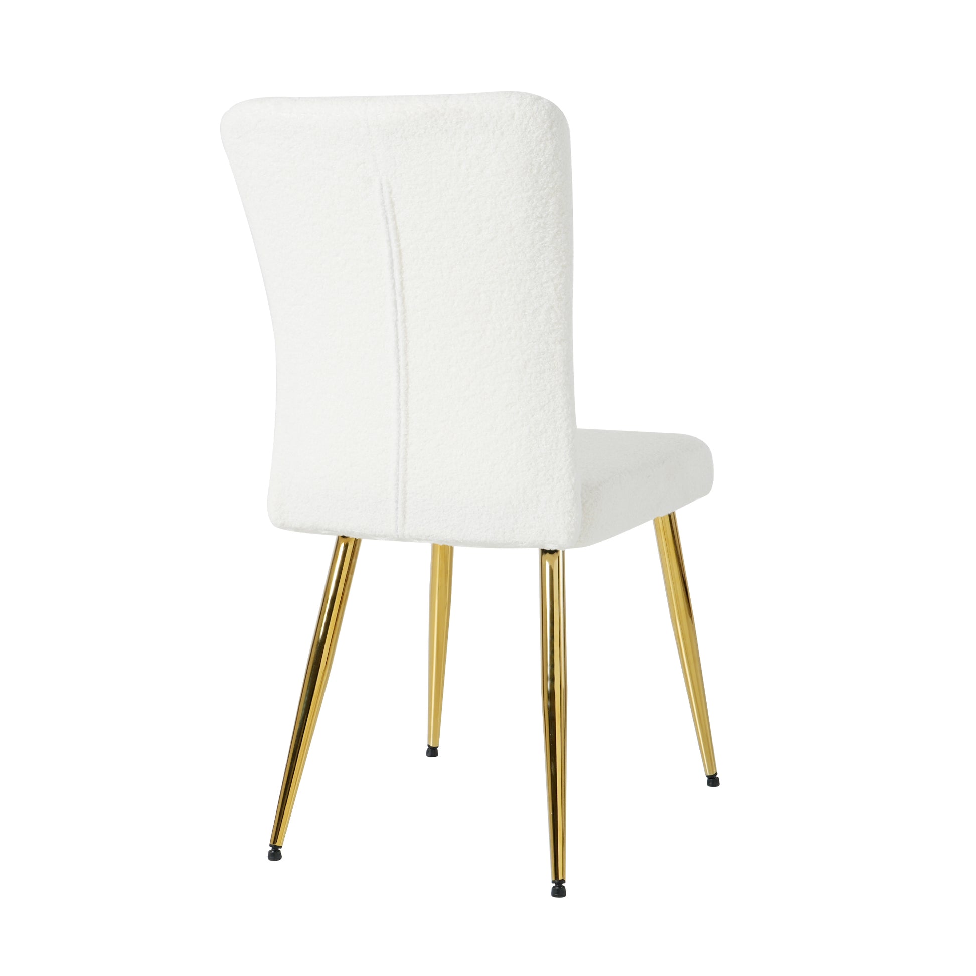 White teddy fabric accent chair with gold metal legs