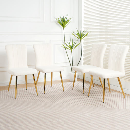 Cream boucle dining chair with gold legs