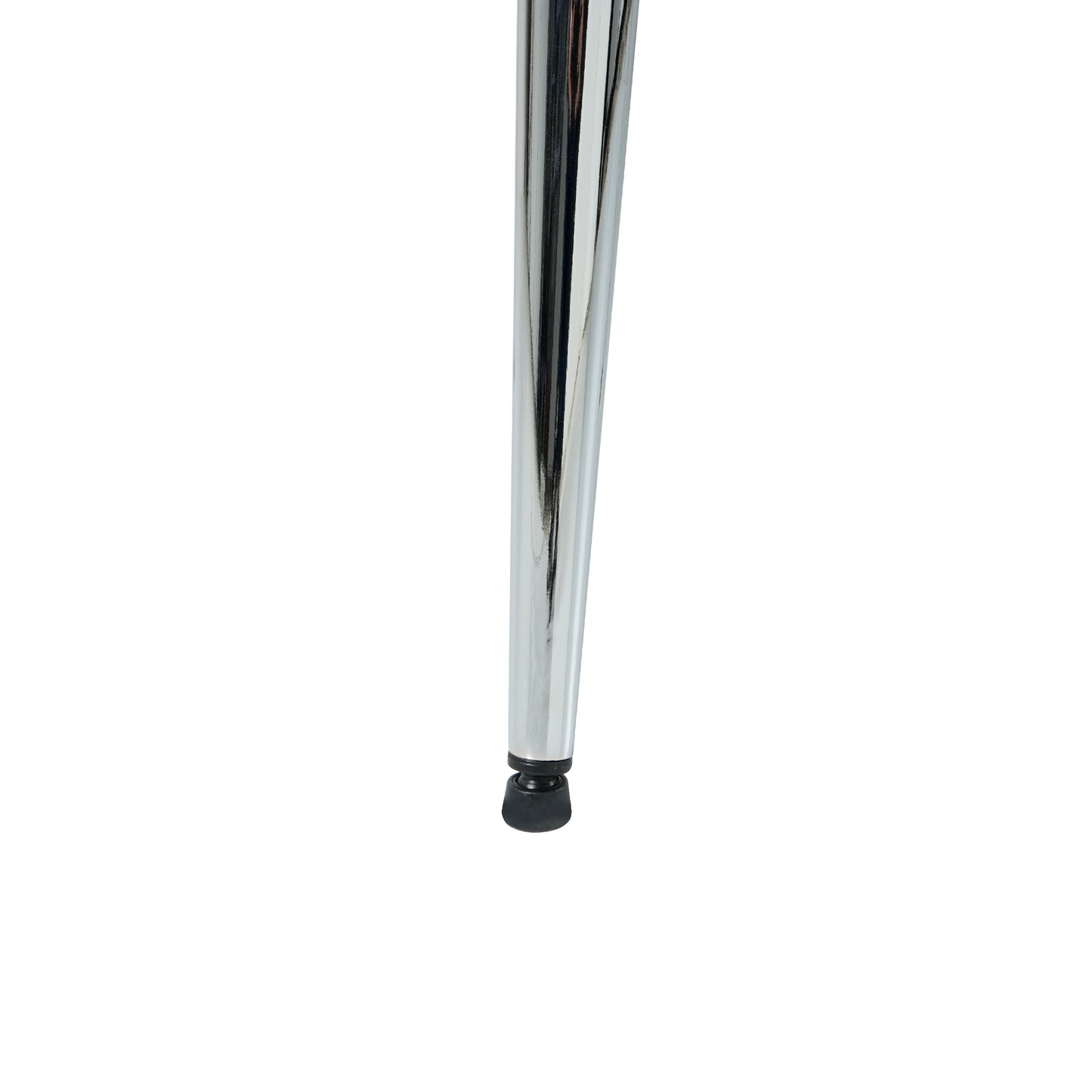 Polished chrome furniture leg with black adjustable foot