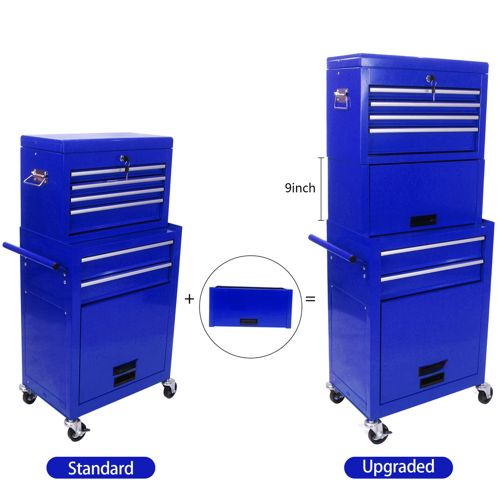 Blue drawer tool chest with lock