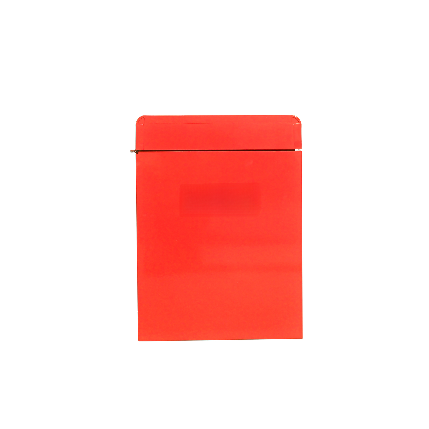 Classic red metal cigarette case with hinged lid for storage