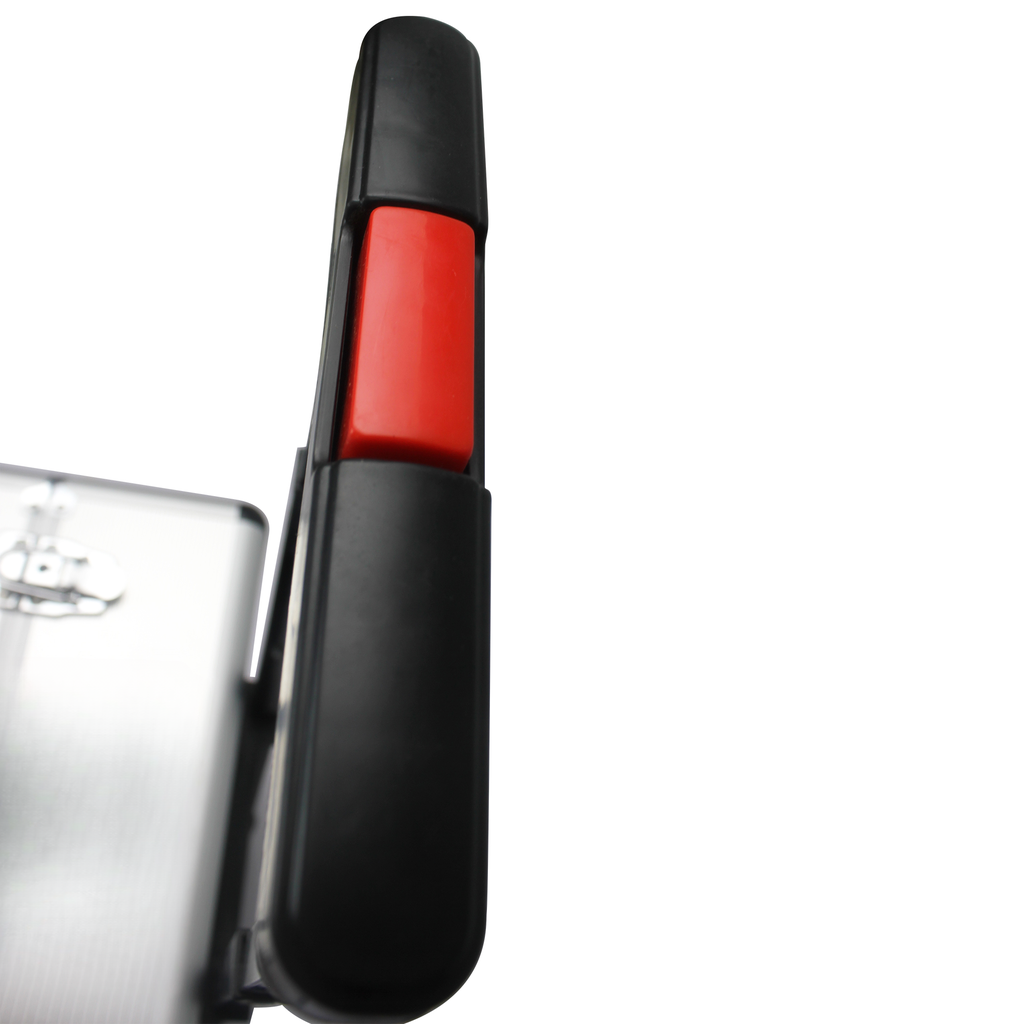 Black grip with red button