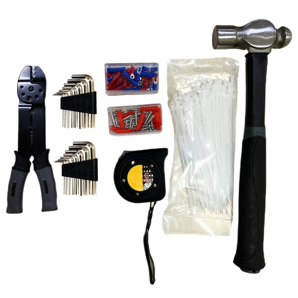 Black wire stripping tool with two hex wrench sets for electrical work