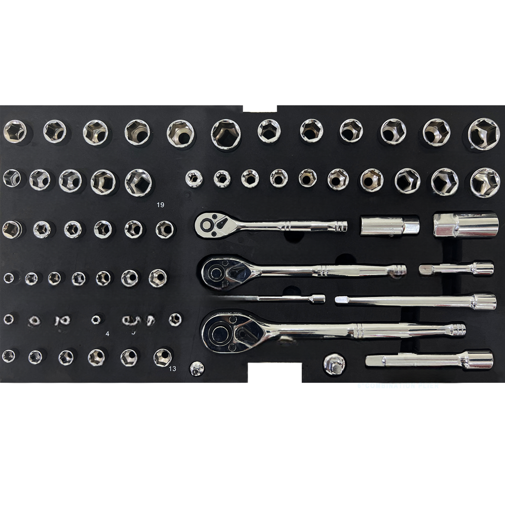 Set of  chrome vanadium steel sockets and ratchets