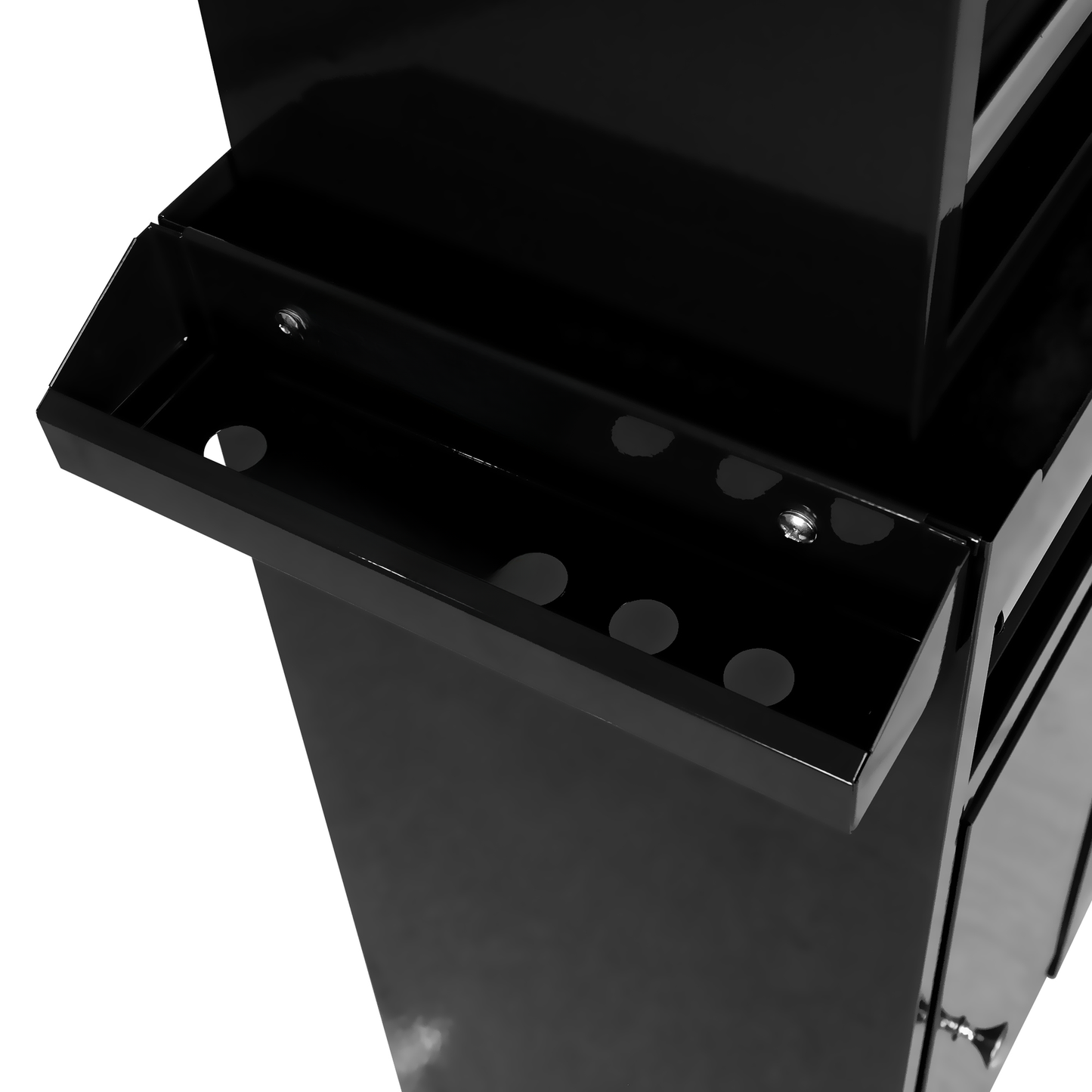 Black metal beauty cart with tool holders
