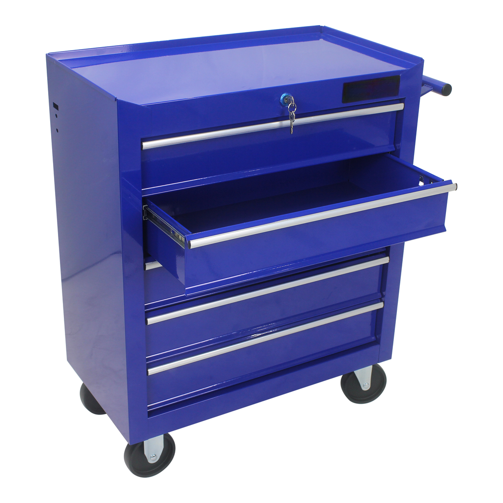 Blue metal tool chest with drawers