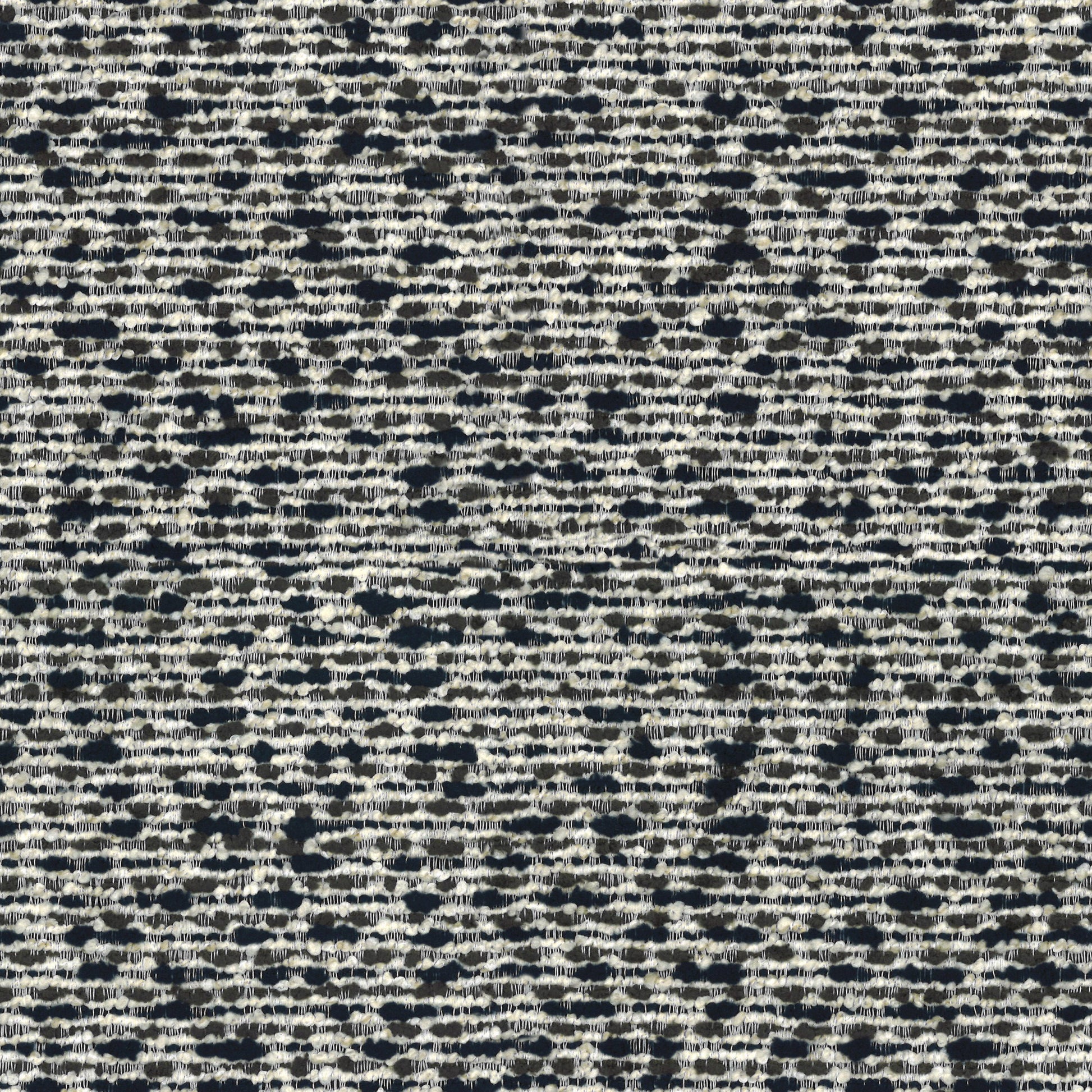 Textured tweed fabric in black white and grey with horizontal ribbed detail