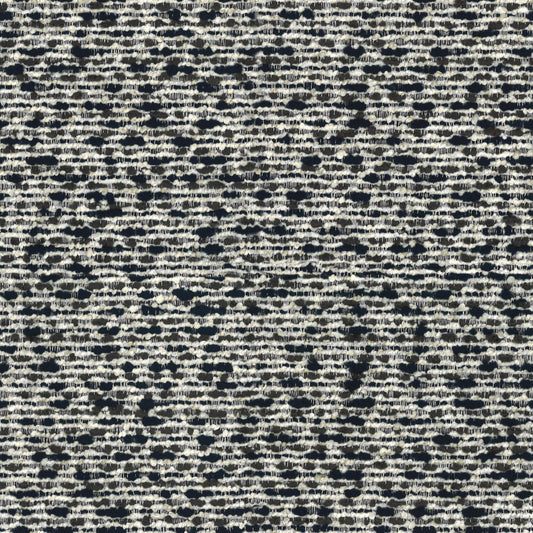 Textured tweed fabric in black white and grey with horizontal ribbed detail