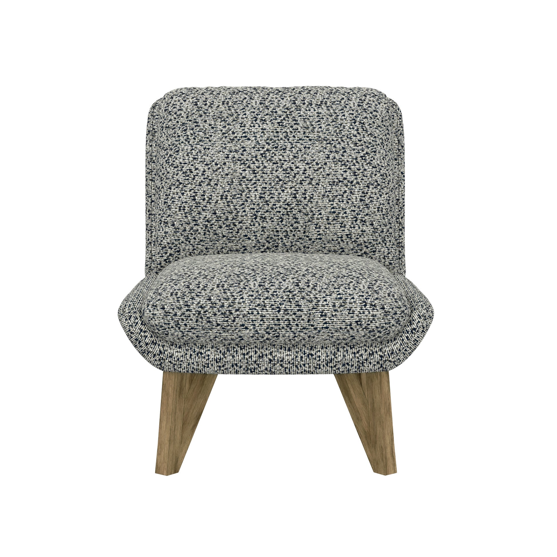 Textured accent chair with woven fabric in specked navy and white
