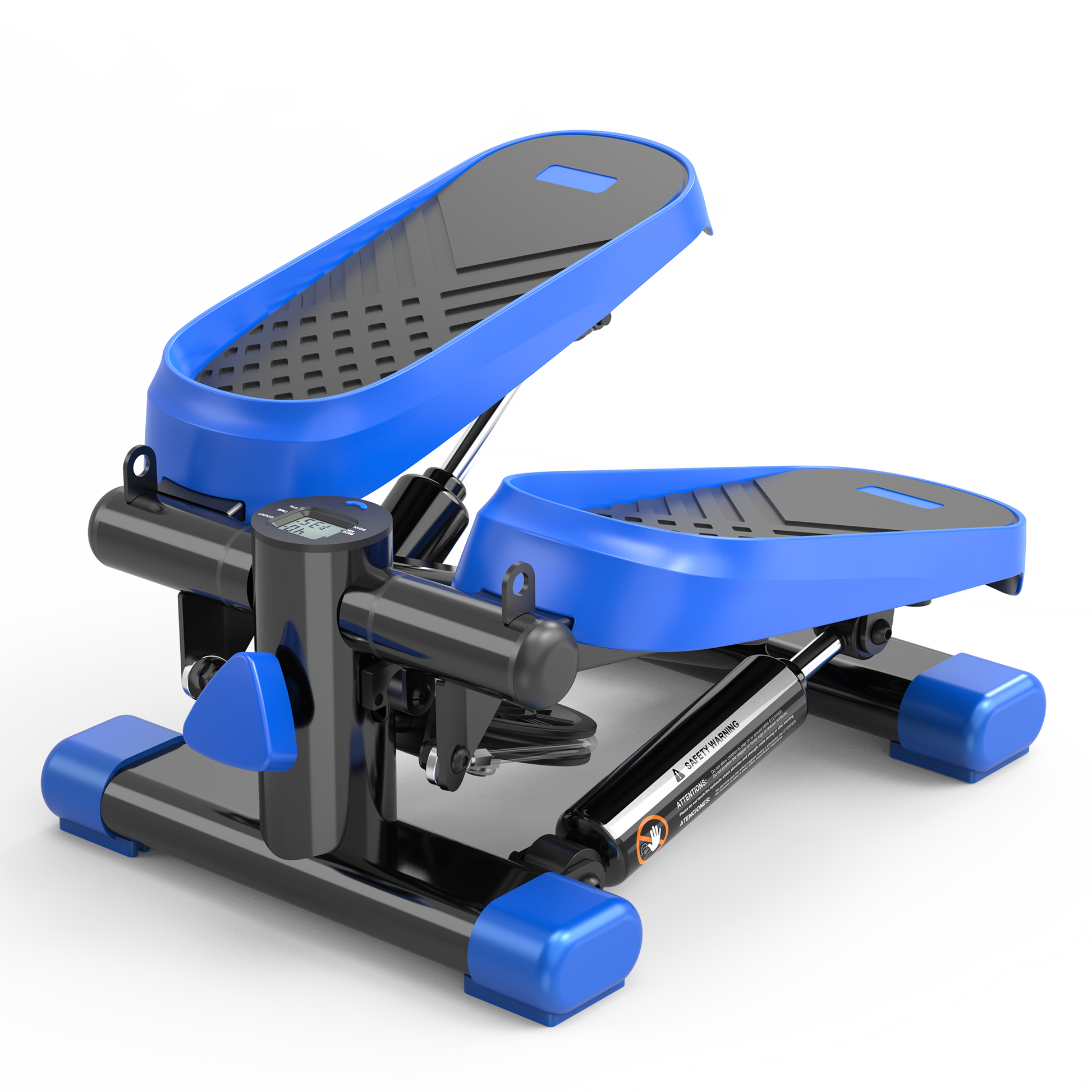 Compact blue and black mini stepper with digital display for home workouts
