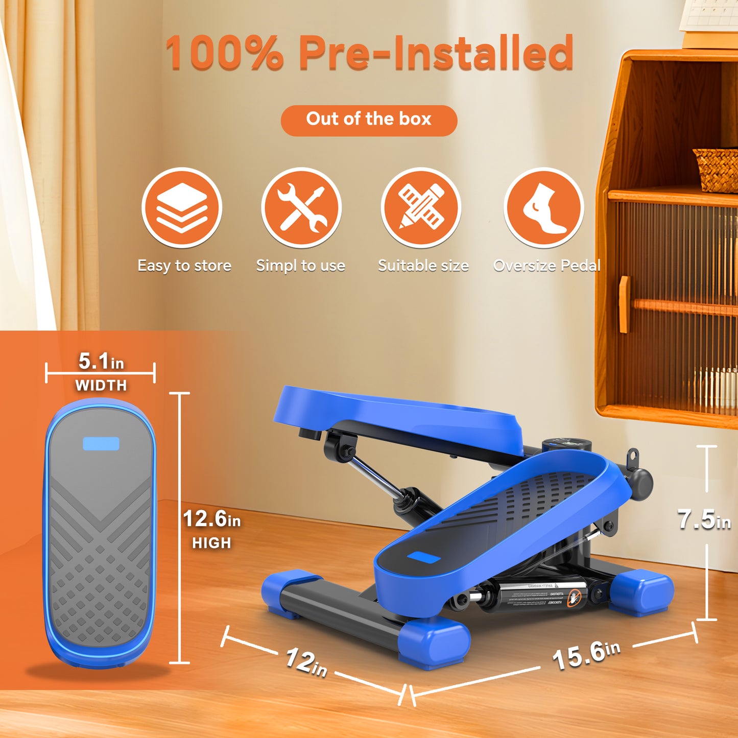 Blue and black stair stepper for home cardio