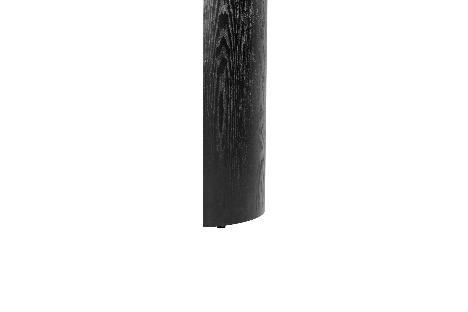 Black wood veneer desk leg with subtle grain detail
