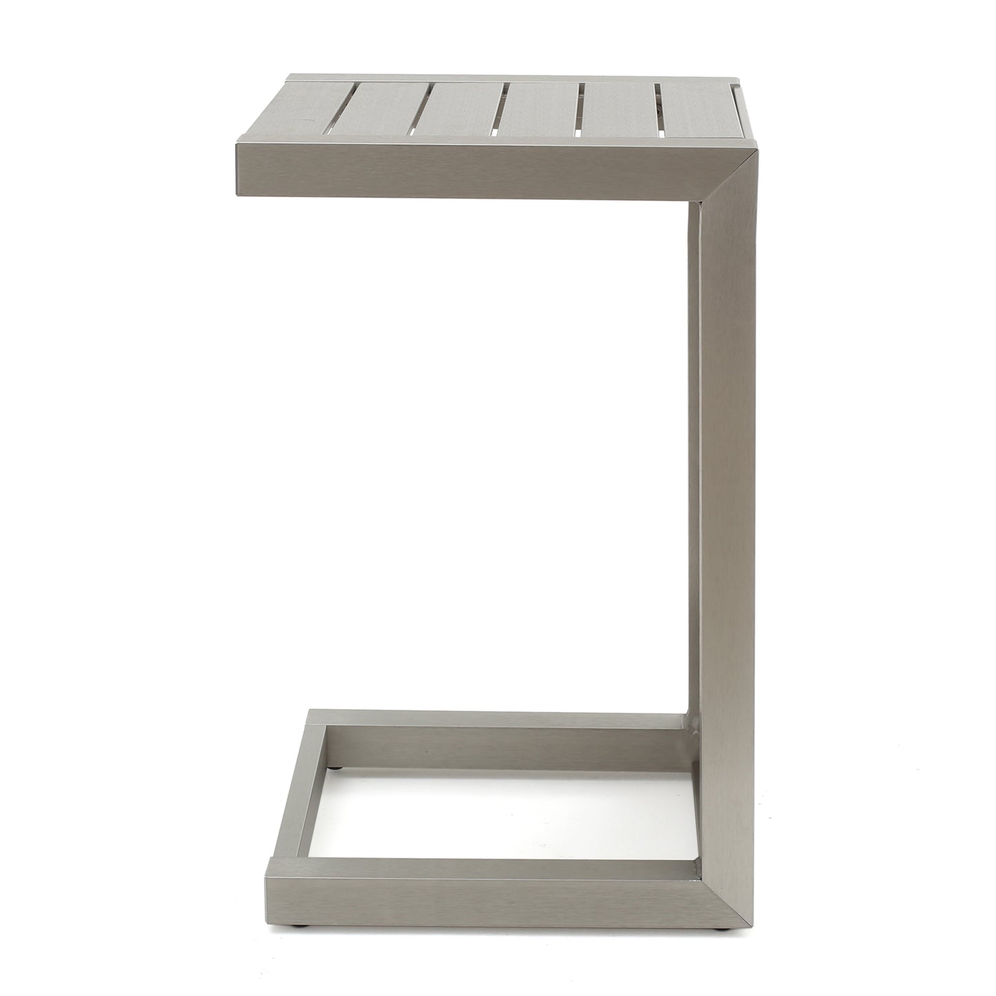 Brushed aluminum Ctable with slatted top