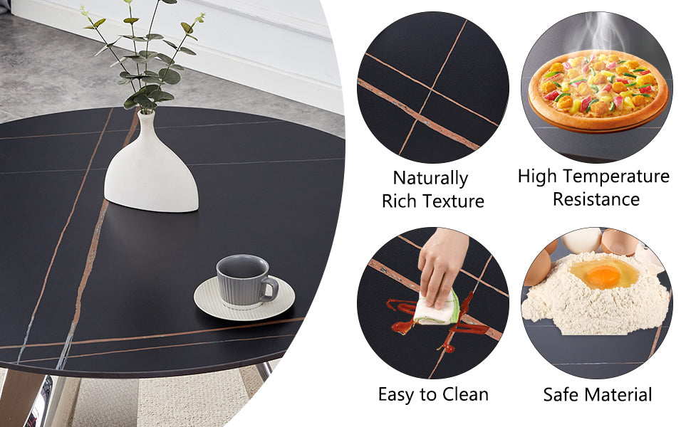 Black ceramic dining table with white vase and coffee cup