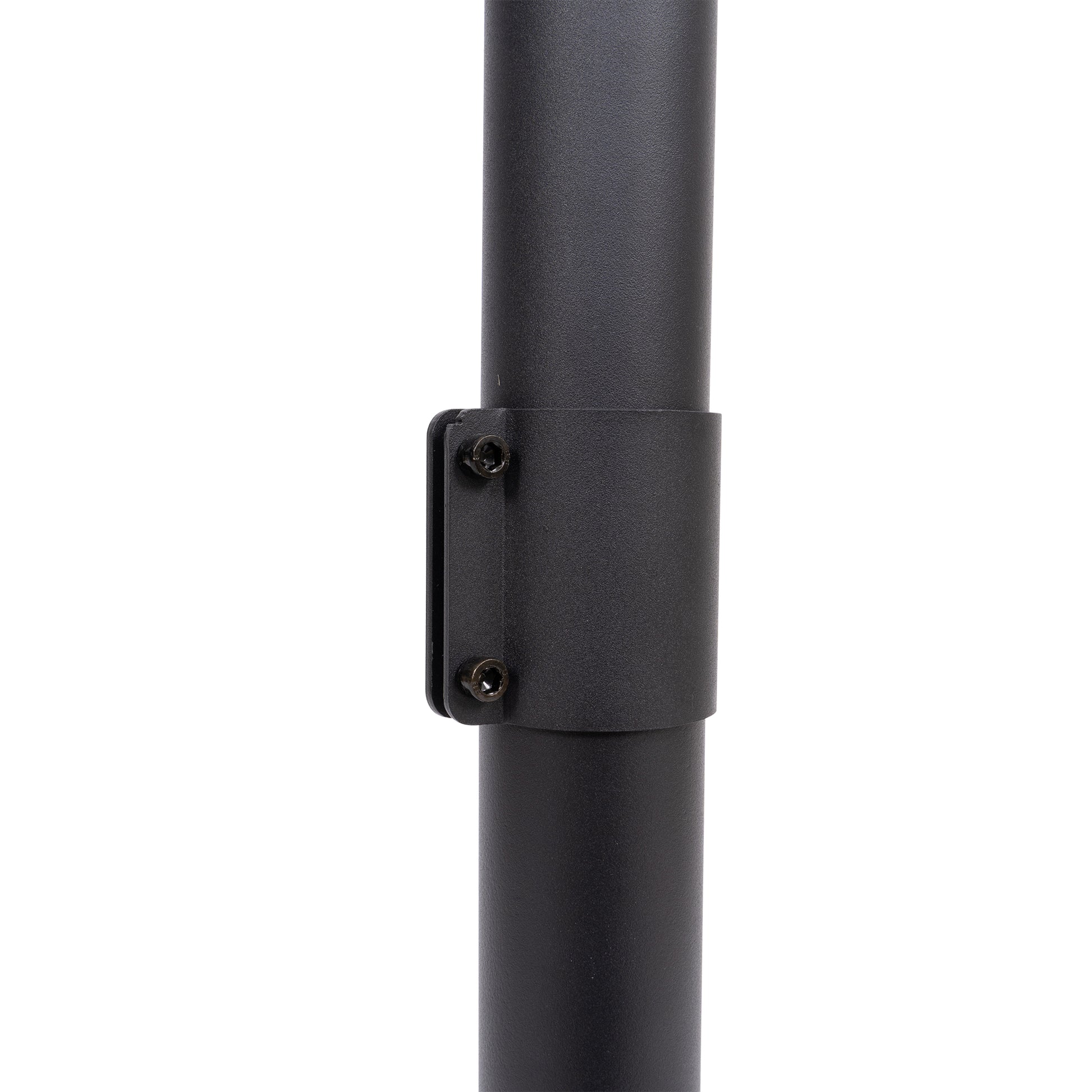 Black metal stand adjustment clamp with two bolts