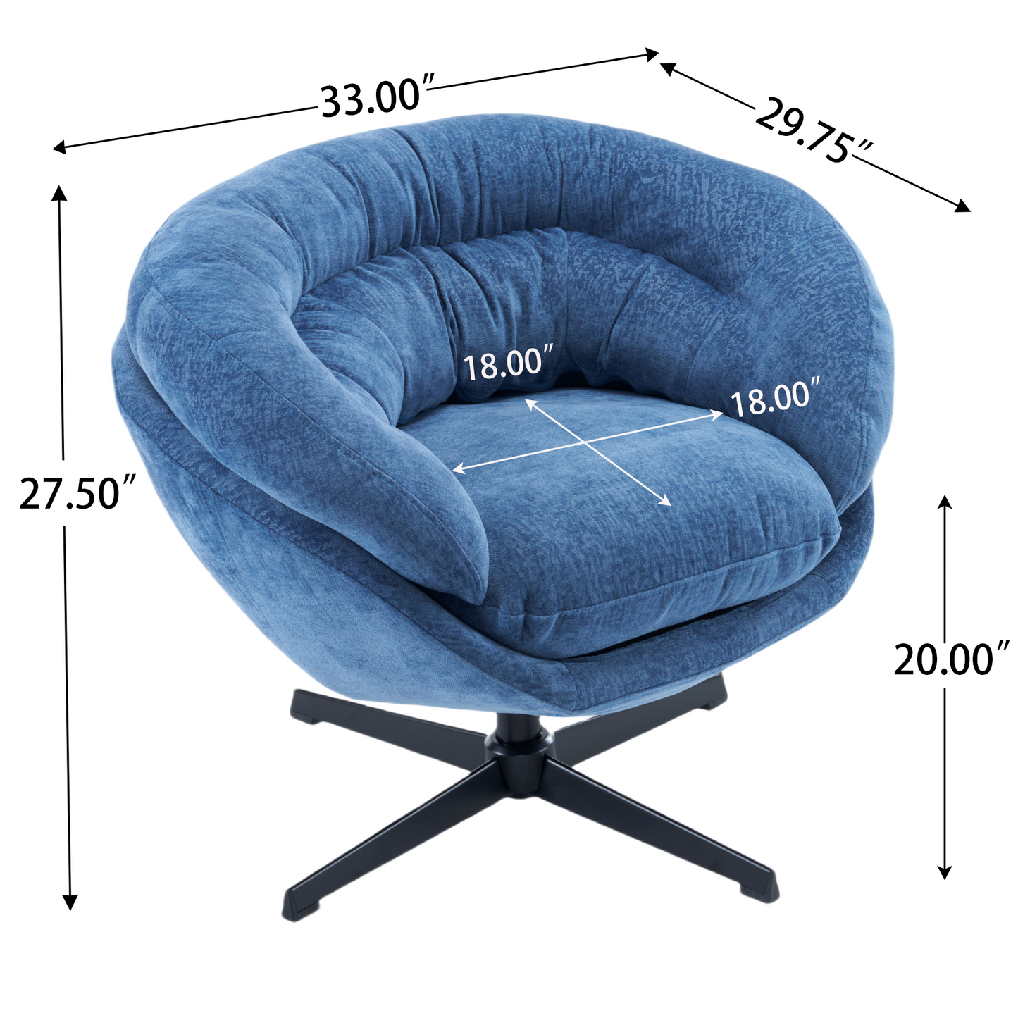 Plush blue swivel accent chair with textured fabric and dimensional tufting for living rooms