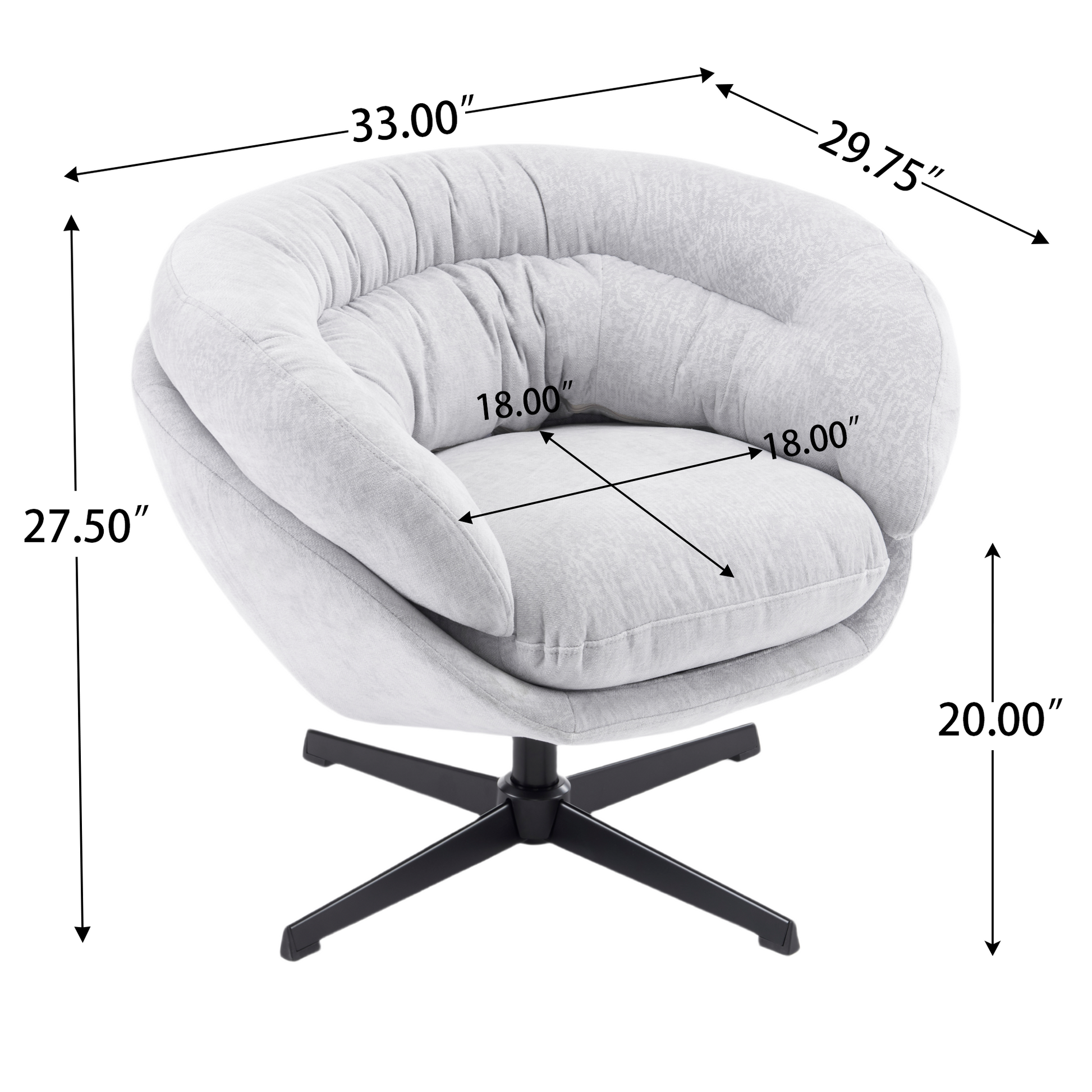 Tufted light gray accent chair with swivel base