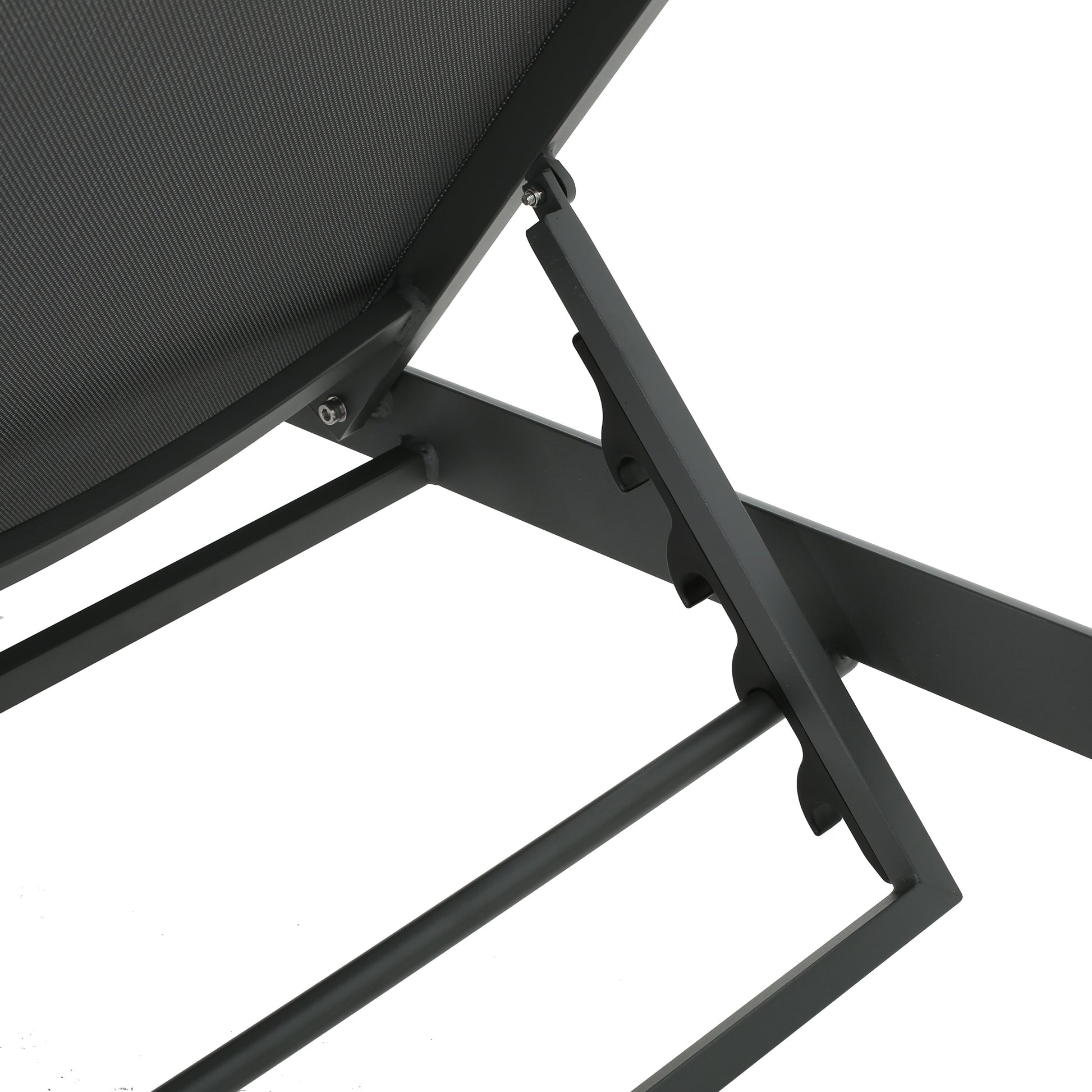 Black metal frame detail on adjustable recliner