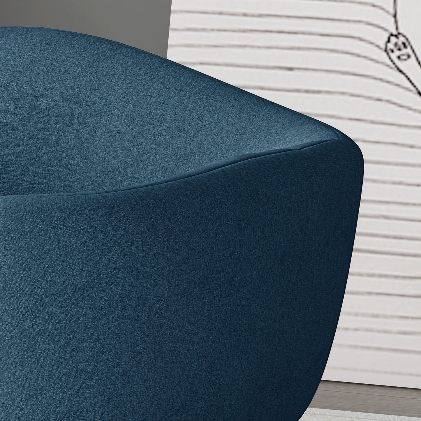Navy blue textured armchair fabric detail