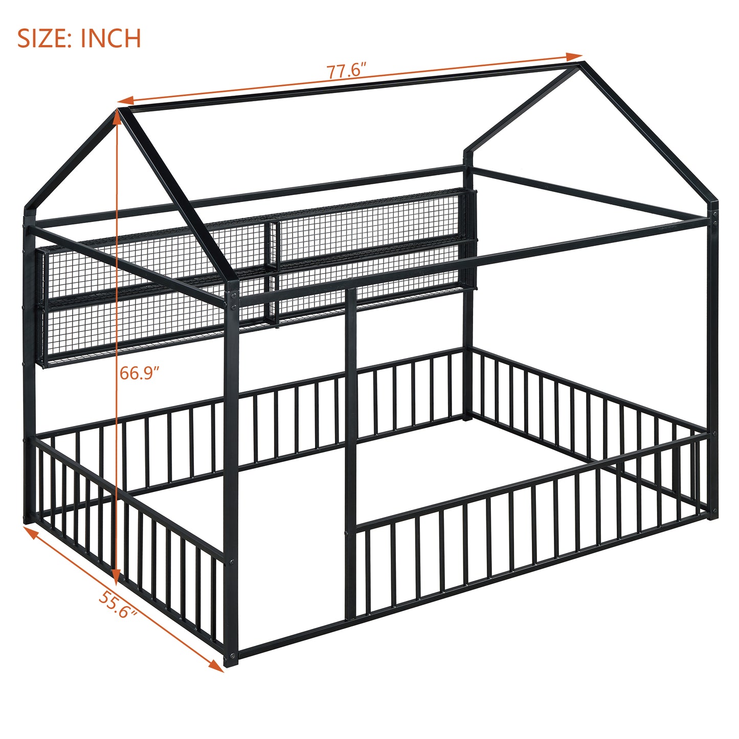 Black metal pet cage with peaked roof design