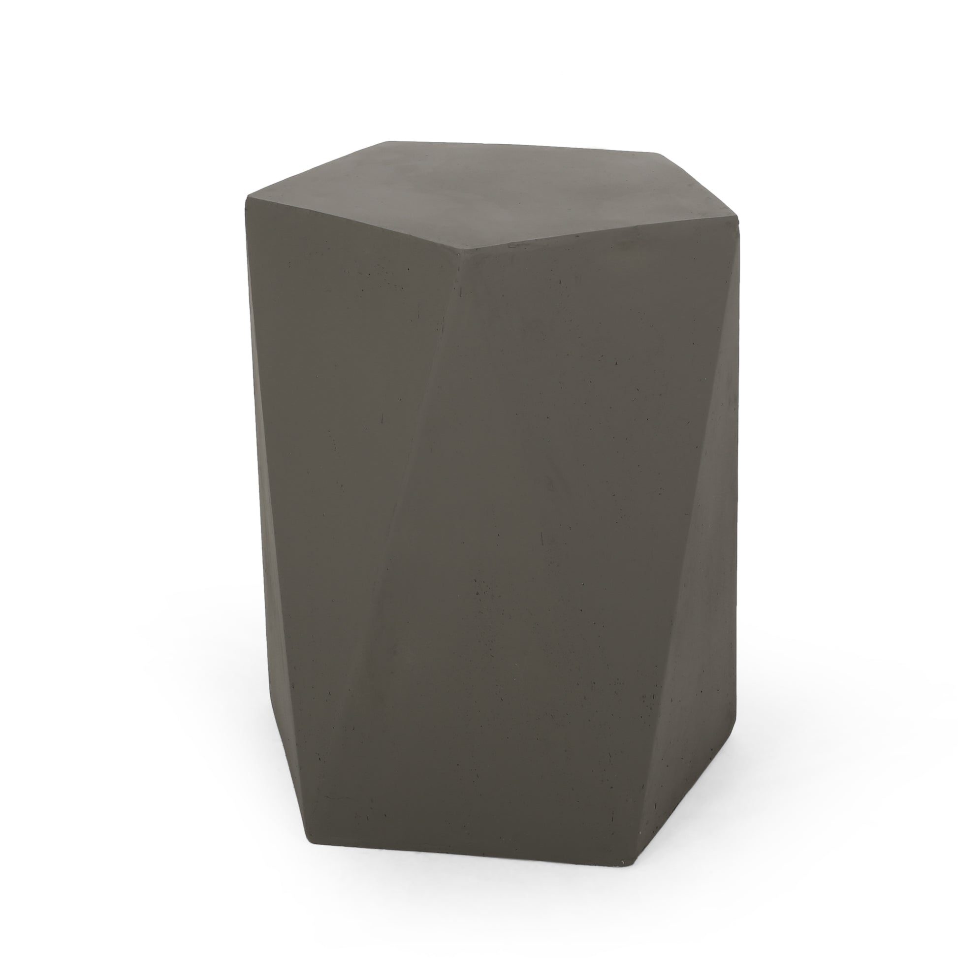 Geometric gray concrete accent stool