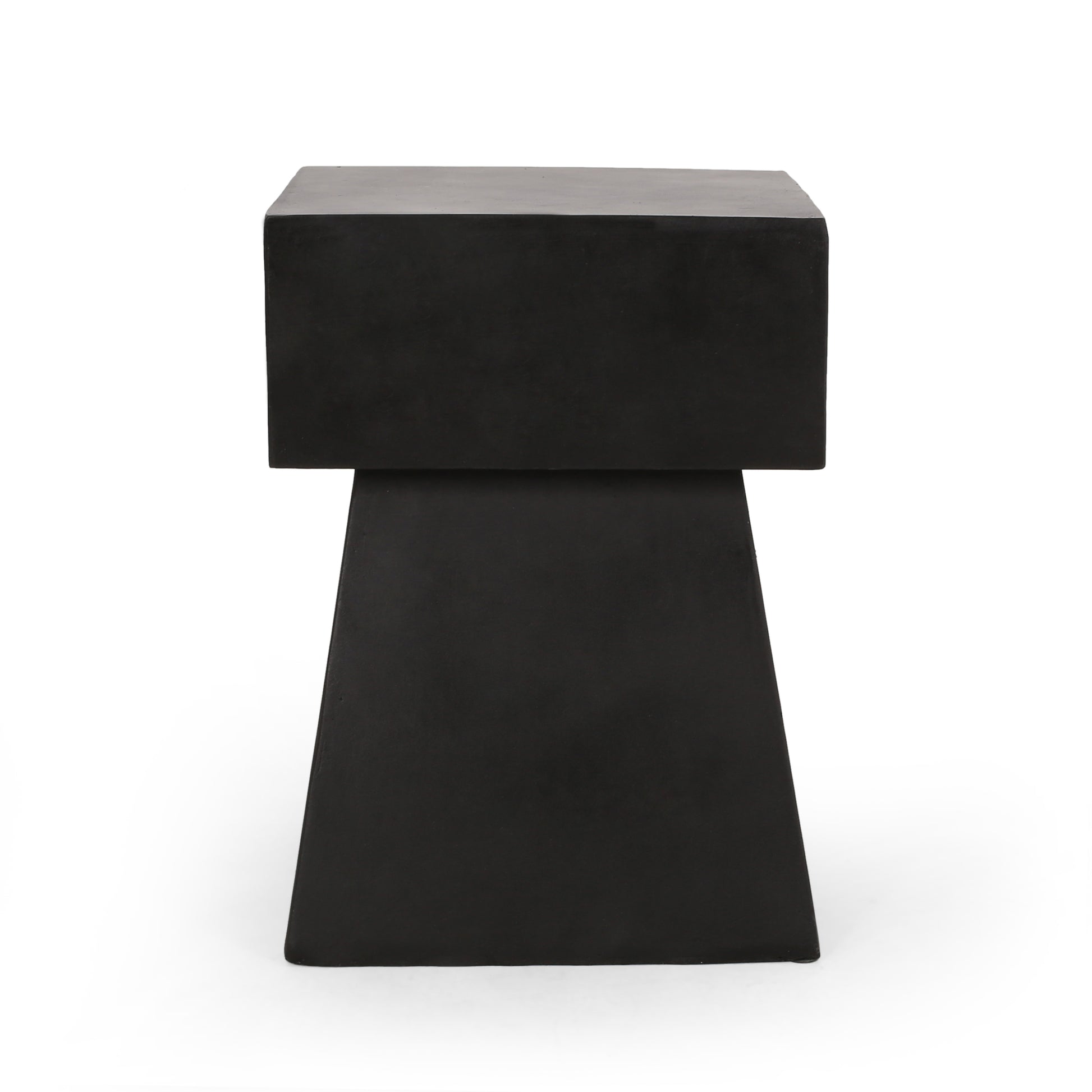 Modern black concrete side table with geometric design