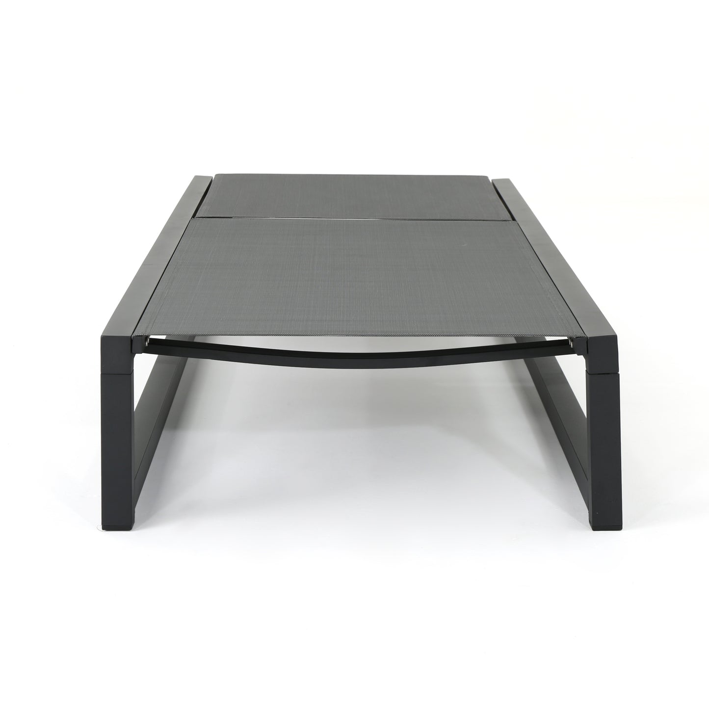 Modern grey mesh chaise lounge with black metal frame