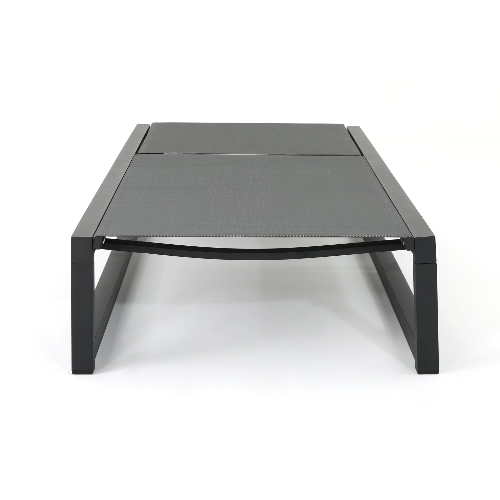 Modern grey mesh chaise lounge with black metal frame