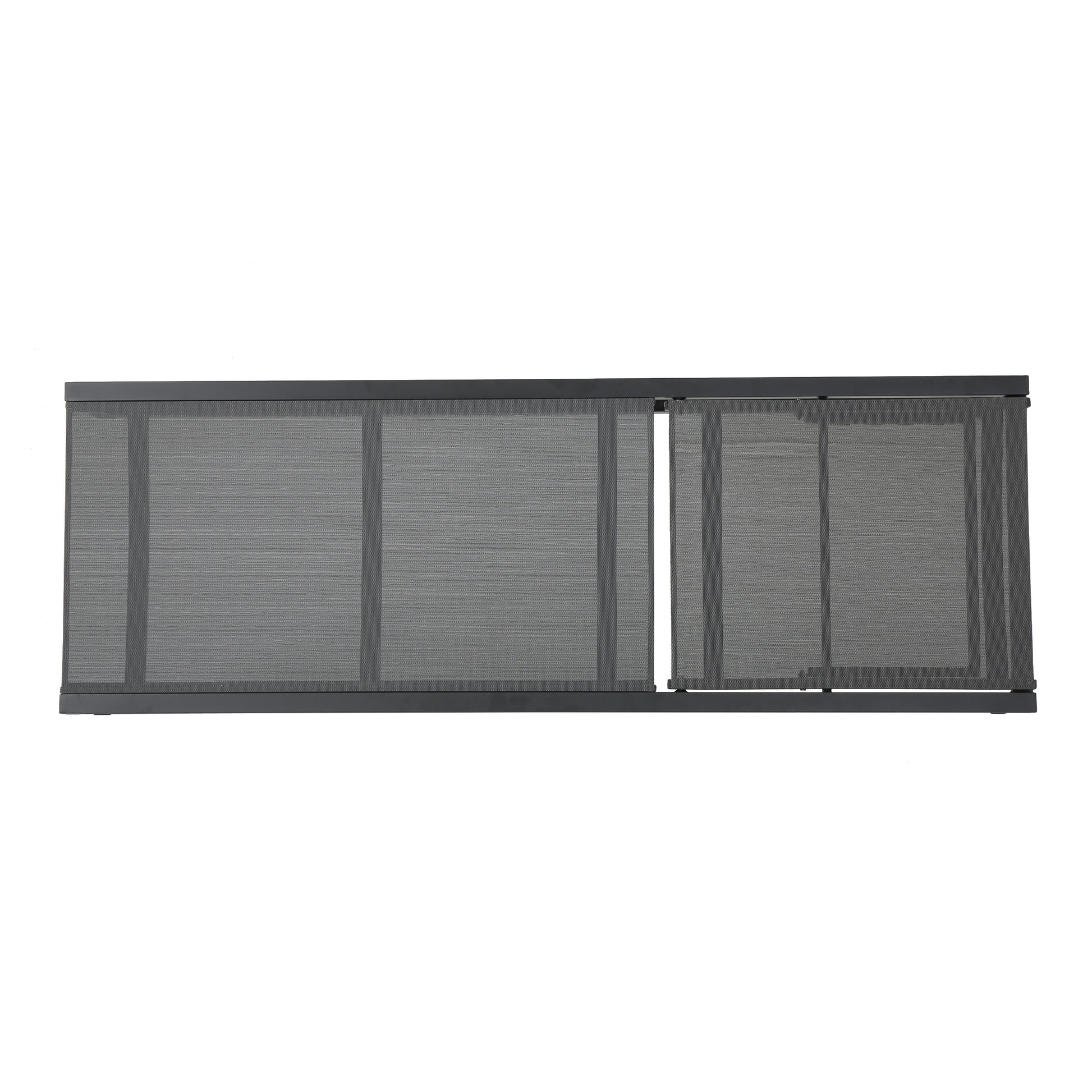 Modern grey retractable patio screen with aluminum frame