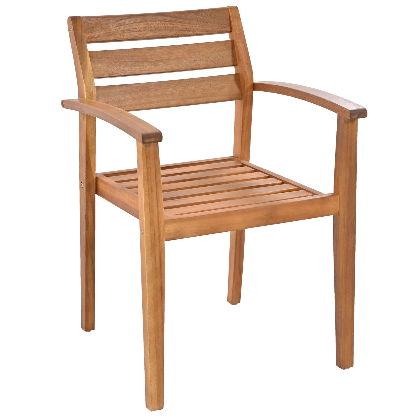 Solid wood patio chair with slatted seat and back
