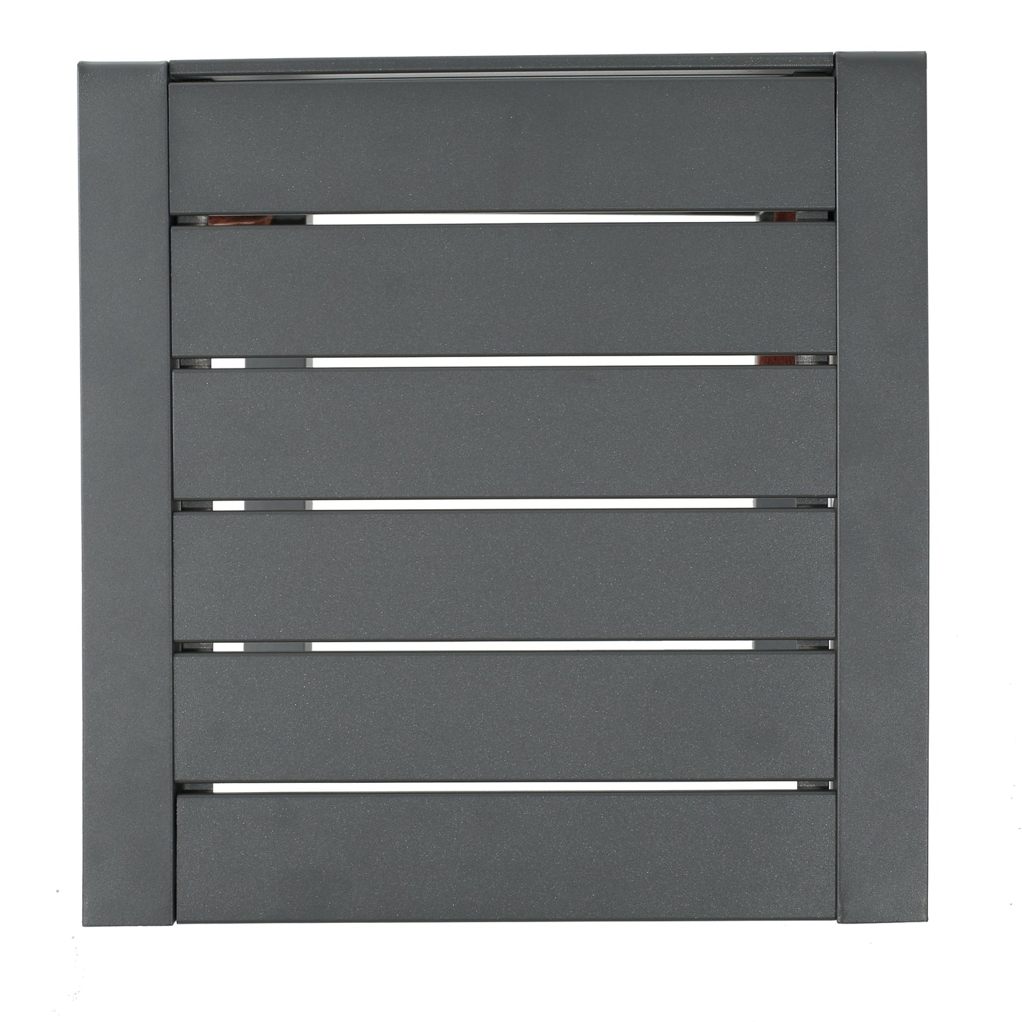 Dark grey aluminum fence panel with horizontal slats