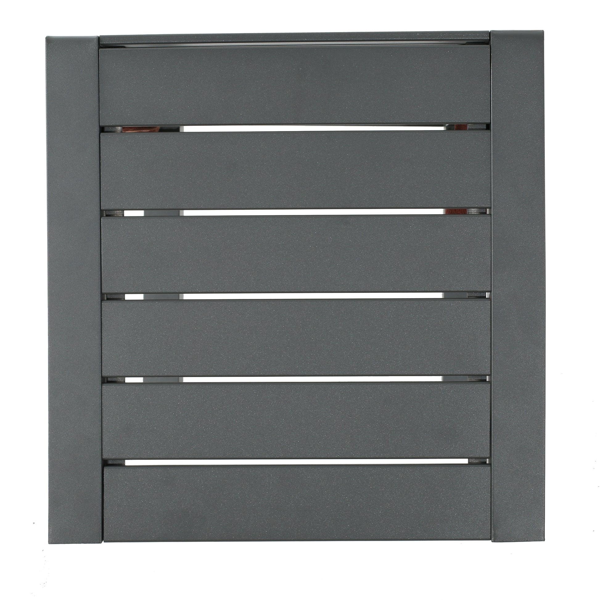 Dark grey aluminum fence panel with horizontal slats