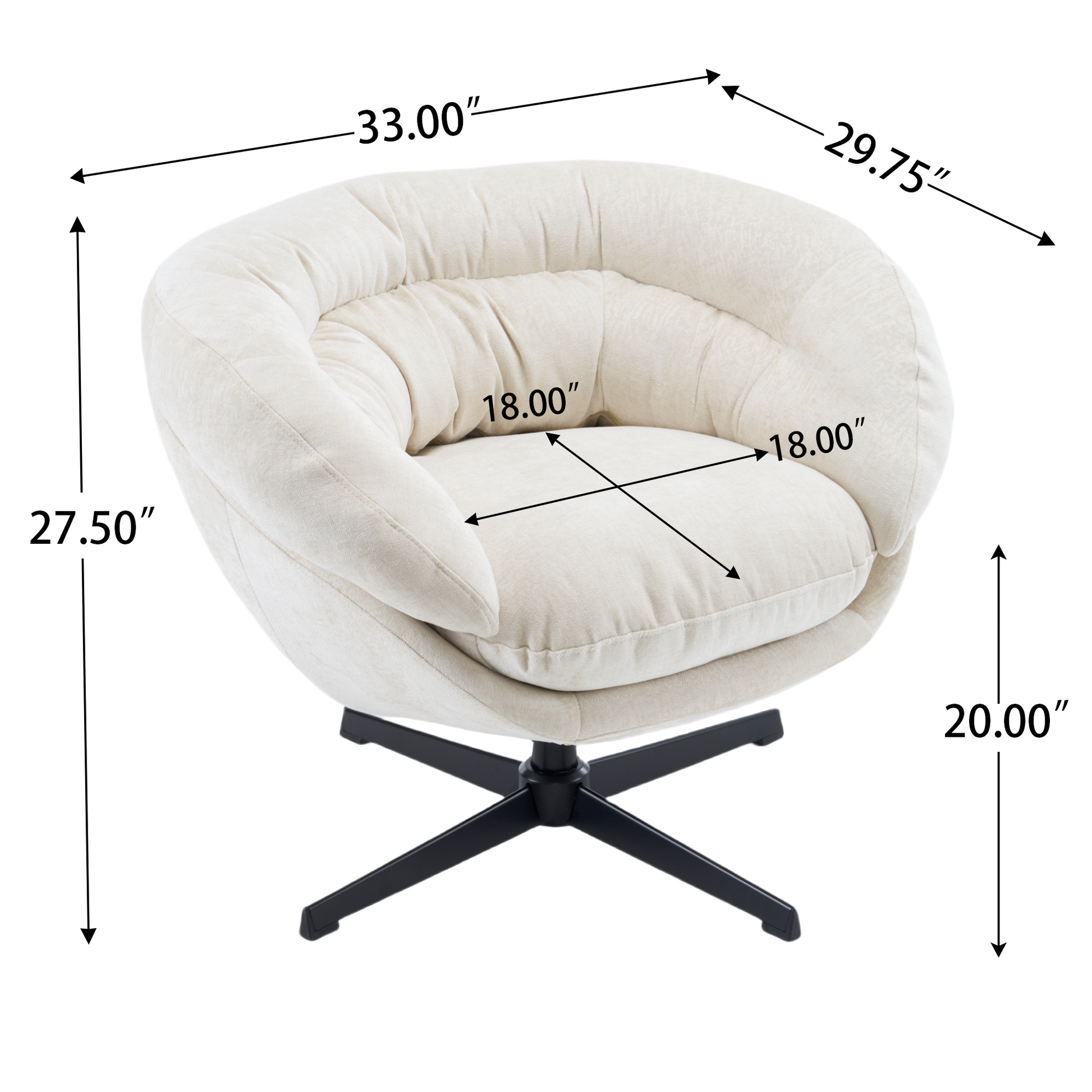 Tufted cream accent chair with swivel base perfect for living rooms