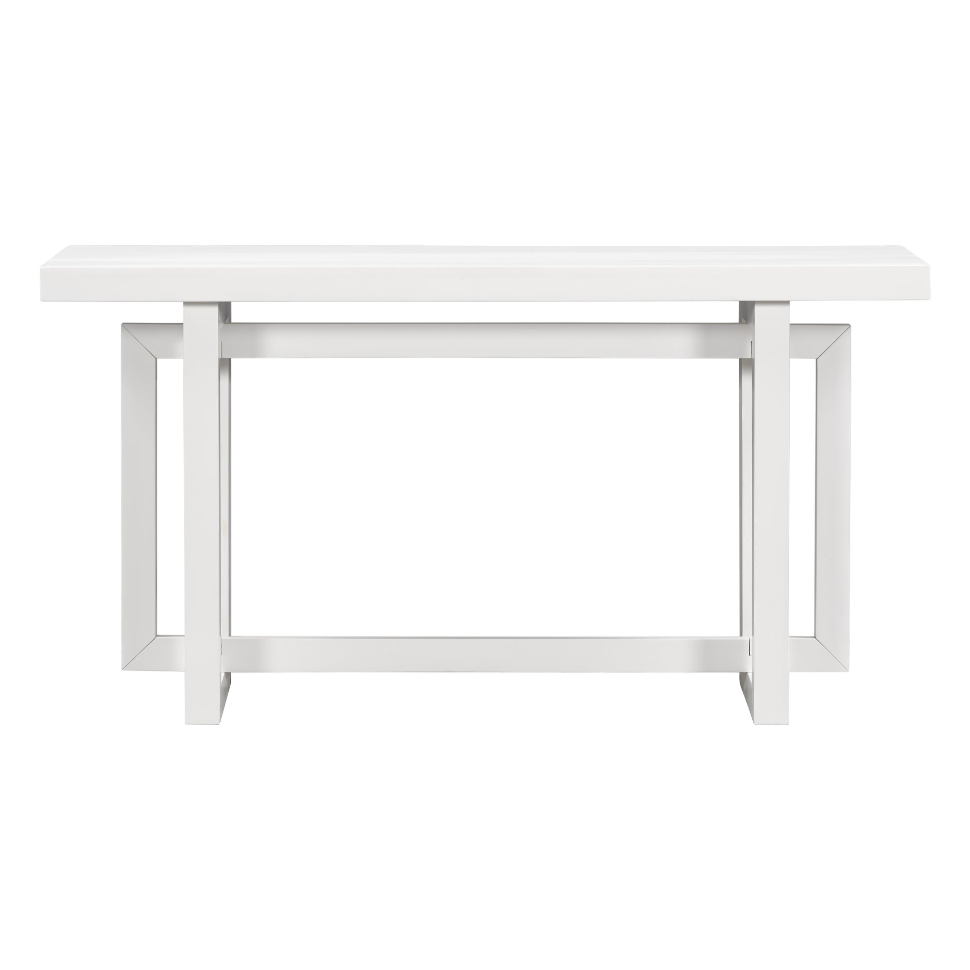 Modern white console table with minimalist geometric leg design