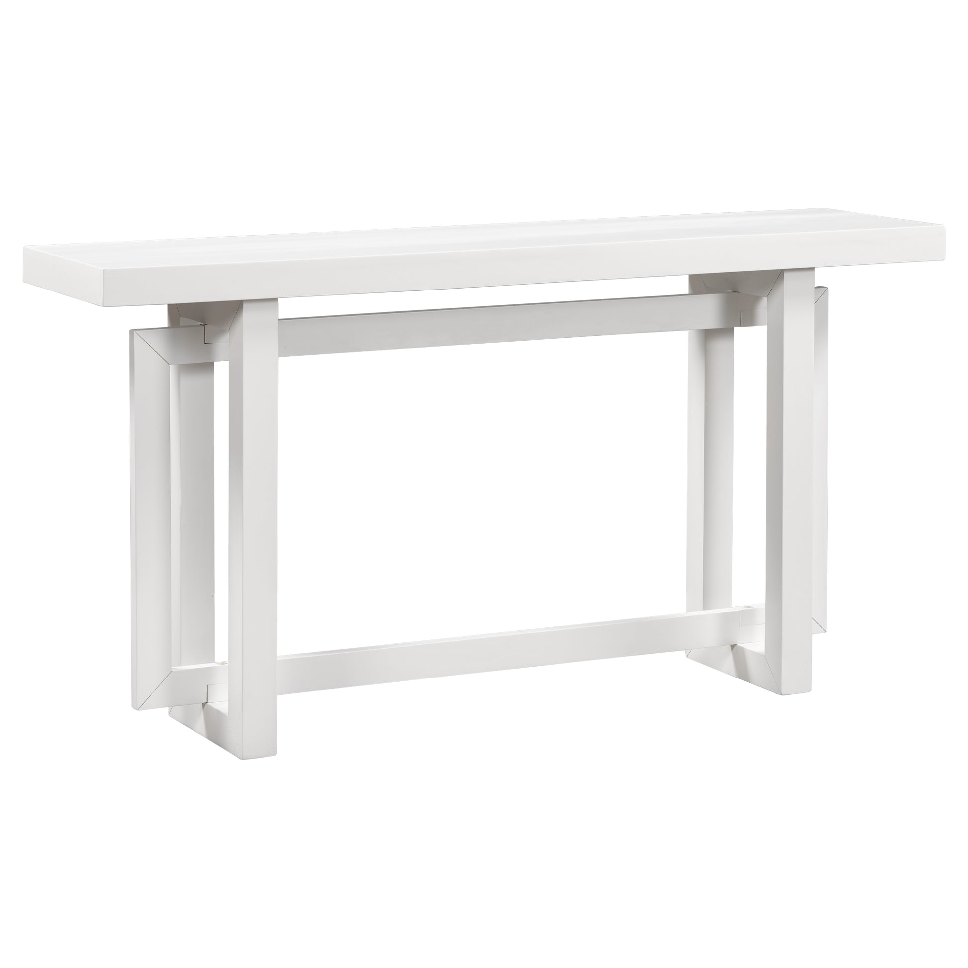 Modern white entryway console table with geometric legs