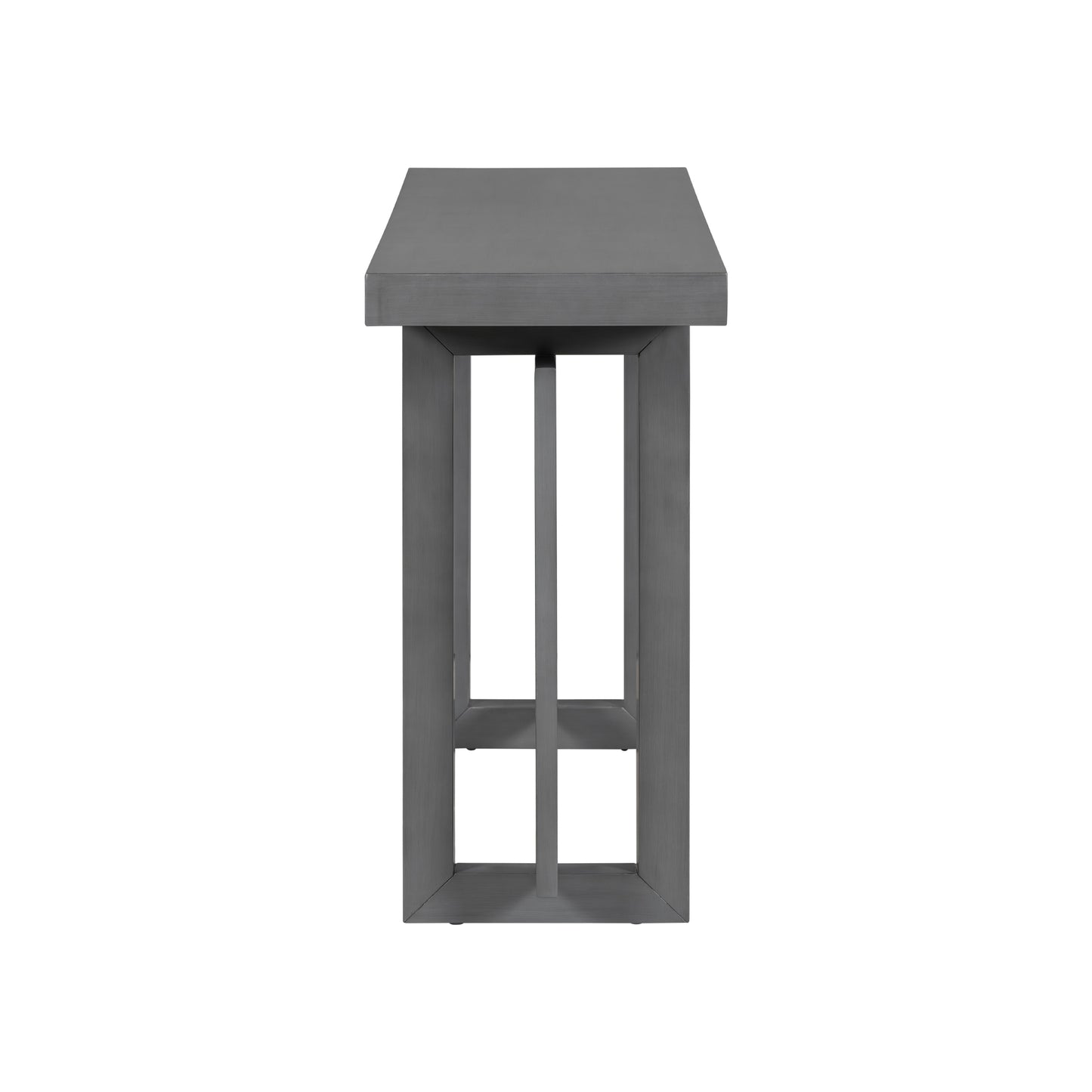 Gray metal console table with a minimalist design