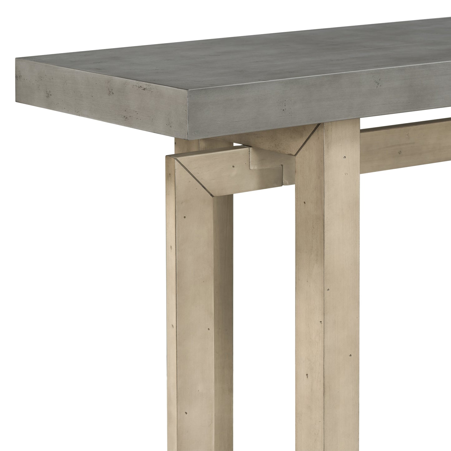 Modern grey concrete top console table with light wood legs