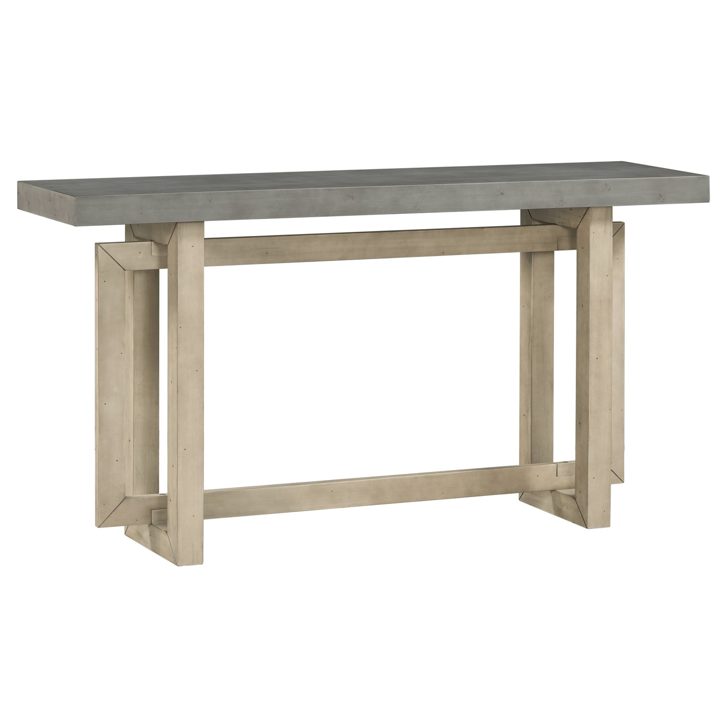 Concrete top console table with distressed wood base