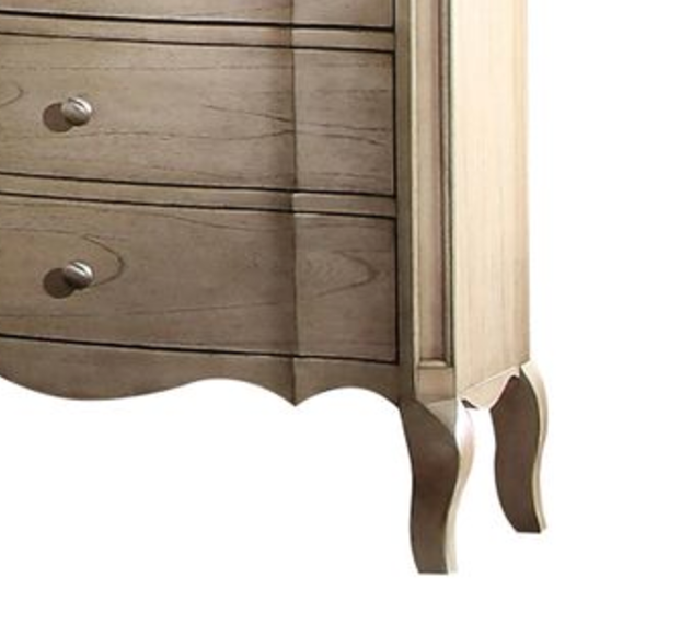 Rustic wood dresser with silver knobs