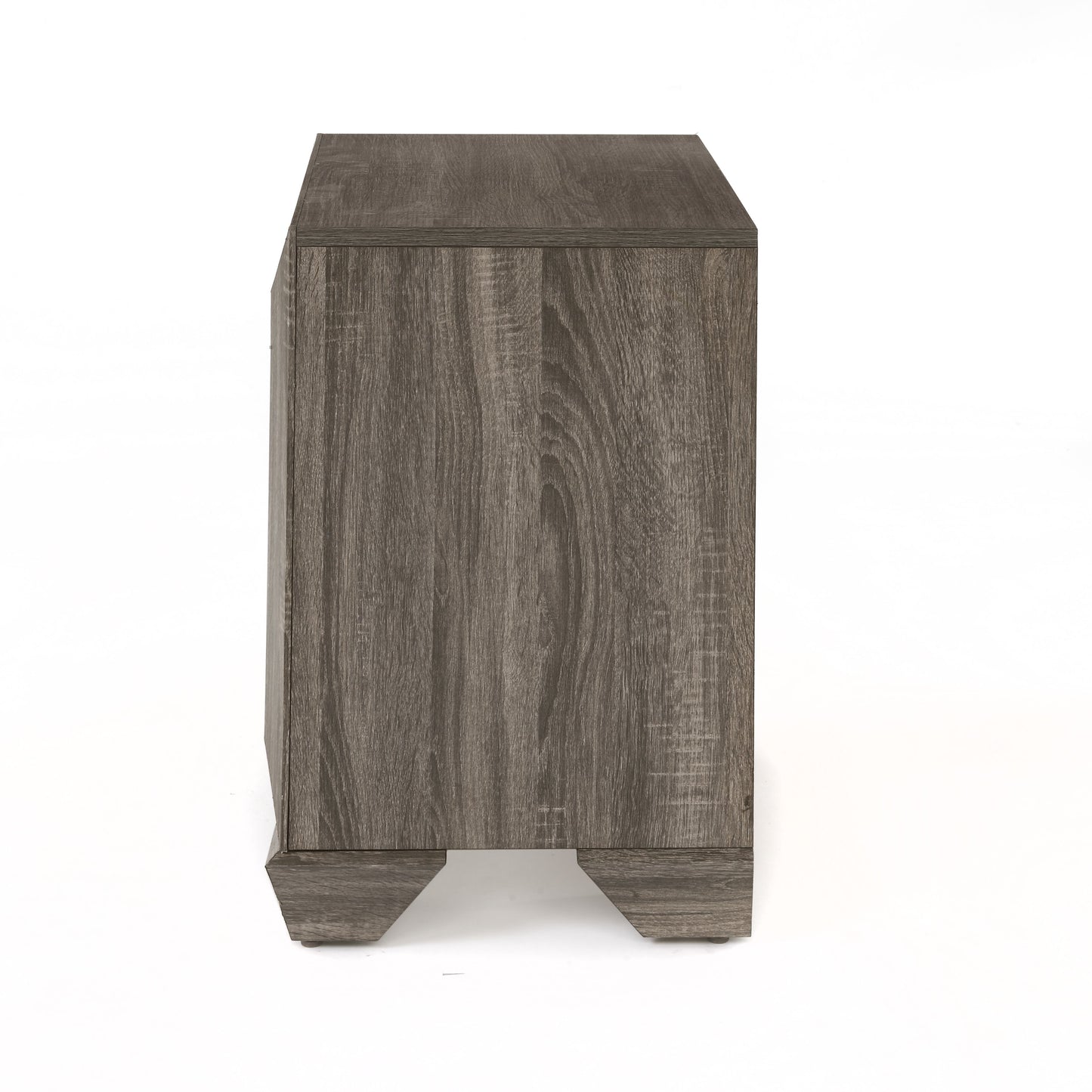 Modern grey wood nightstand with angular legs