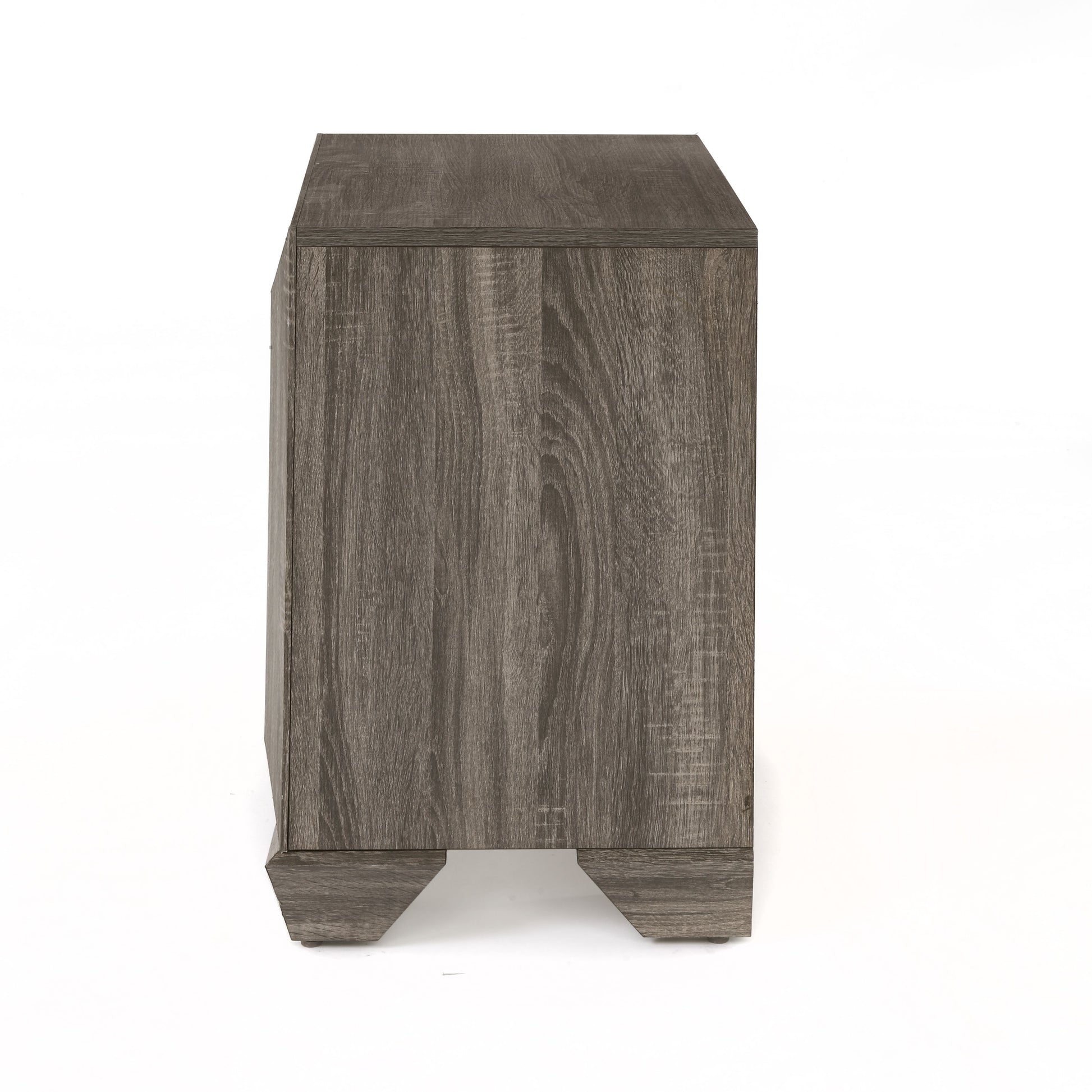 Modern grey wood nightstand with angular legs