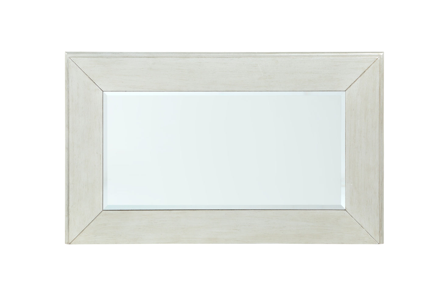 Rectangle mirror with a distressed white wooden frame