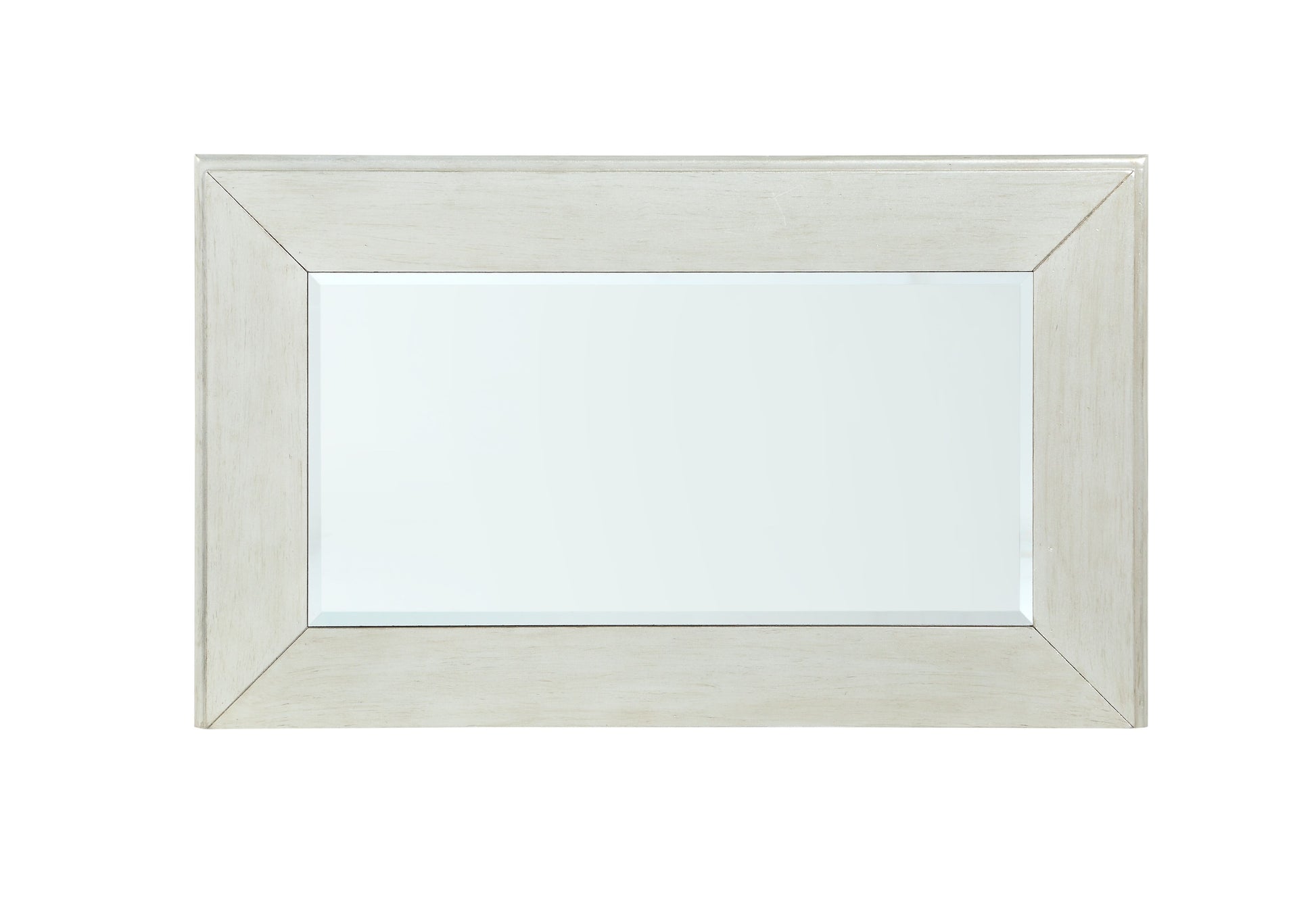 Rectangle mirror with a distressed white wooden frame