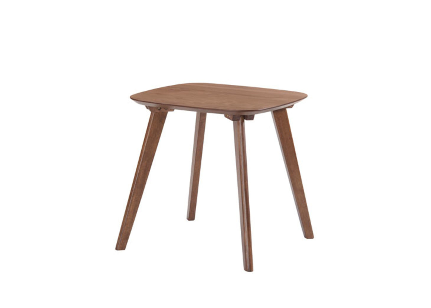 Wooden side table with a rounded square top and tapered legs