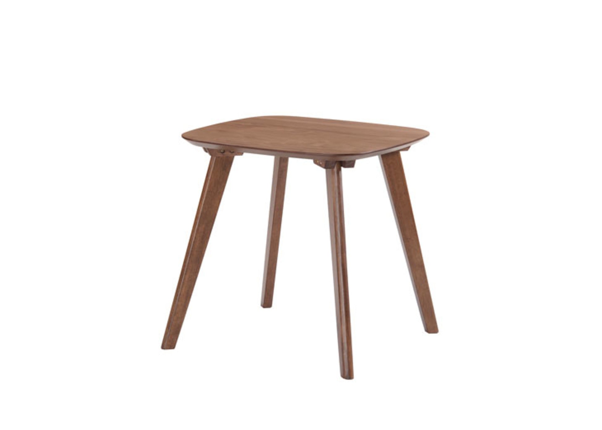 Wooden side table with a rounded square top and tapered legs