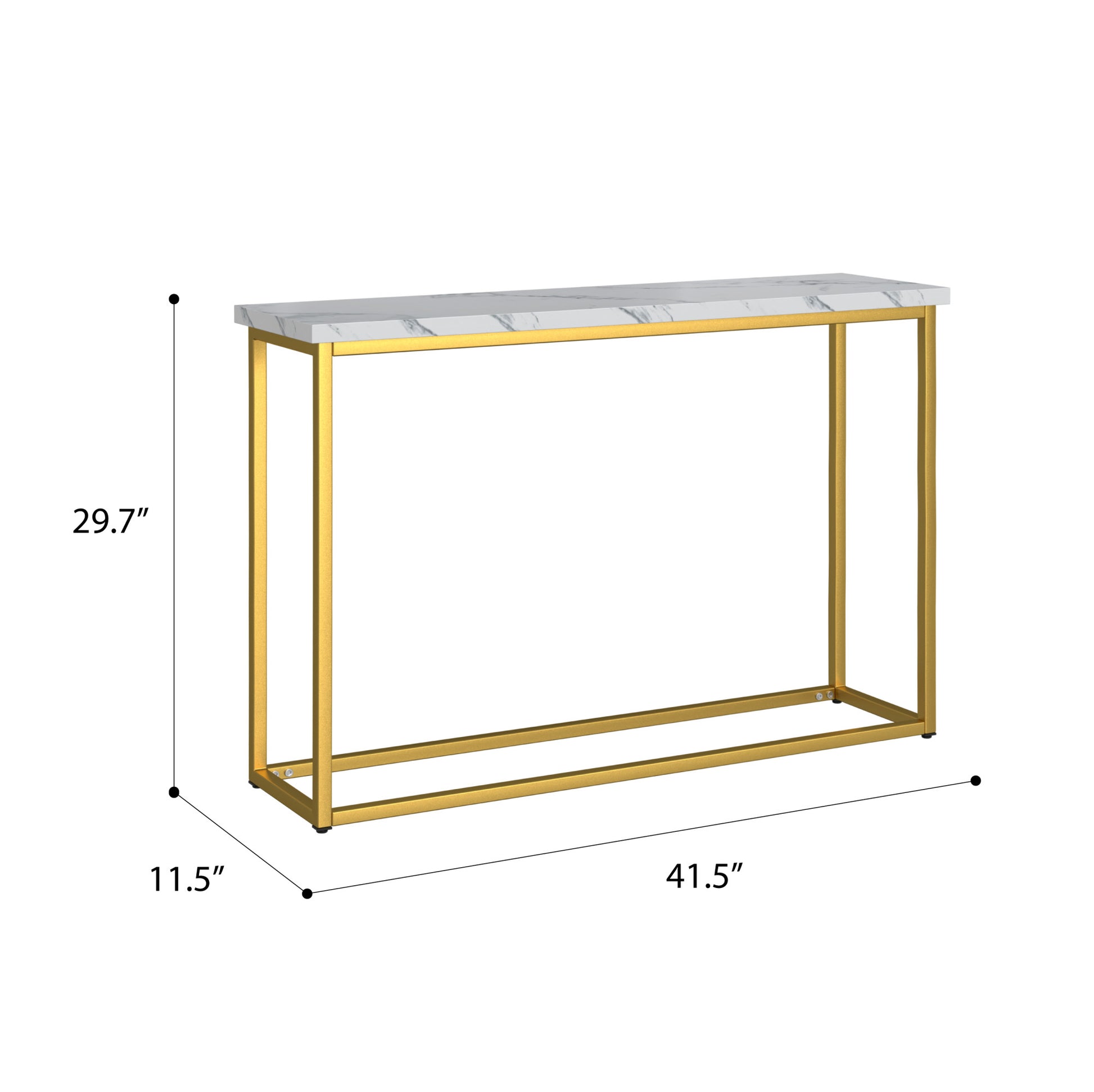 Modern marble top console table with gold metal frame