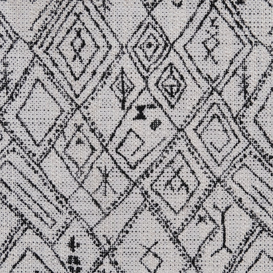Black and white geometric diamond pattern on textured fabric