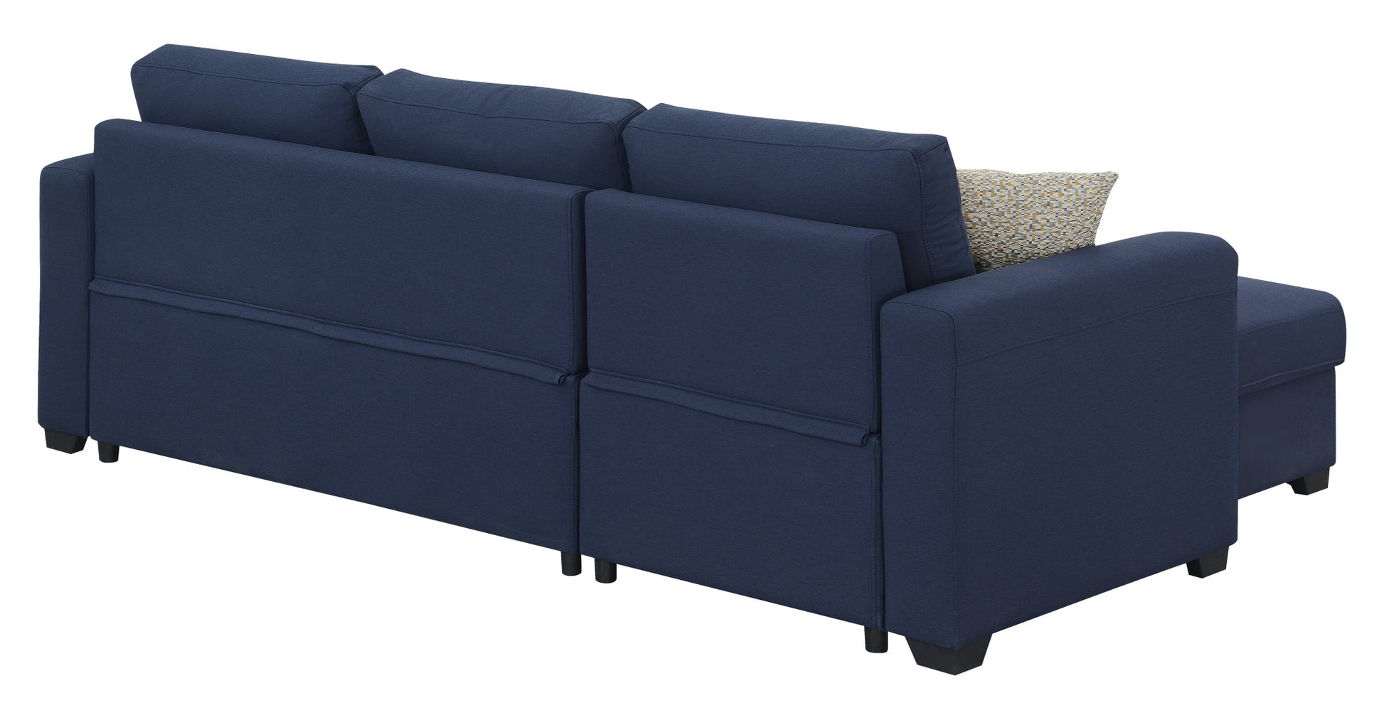 Dark blue fabric sectional sofa with chaise