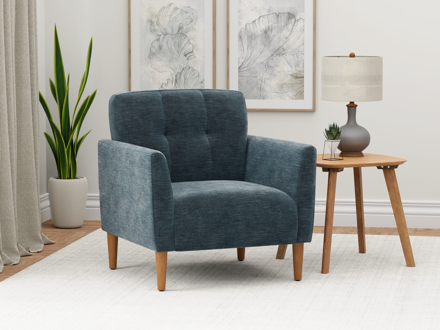 TREATLIFE HOME Transitional Style Blue Accent Chair, Easy Assembly and Maintenance, Comfortable Foam Filling